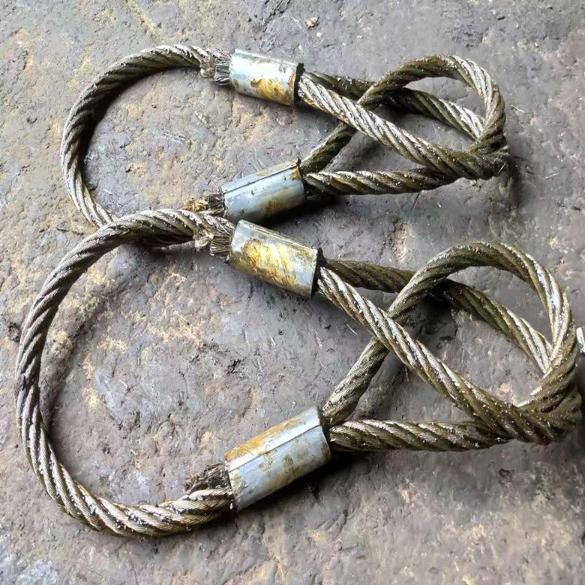 双扣压制钢丝绳吊索具铝压扣压头压套钢丝绳起重索具吊具14mm16mm油性