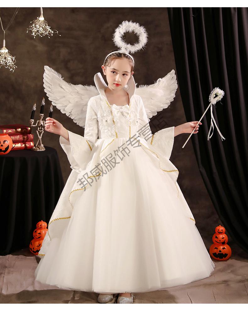 圣诞节儿童服装白色天使精灵女童cosplay化妆舞会角色扮演时尚走秀