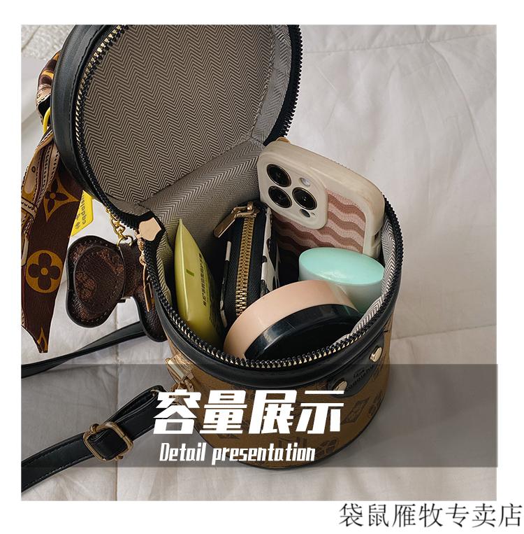 袋鼠旗舰官方圆筒包圆柱包圆筒包包女新款网红圆柱形手提水桶包女时尚