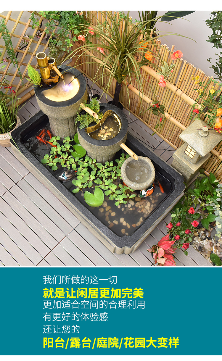 赤槿高档轻奢中式庭院户外室内阳台造景鱼池循环水假山水景观摆件流水