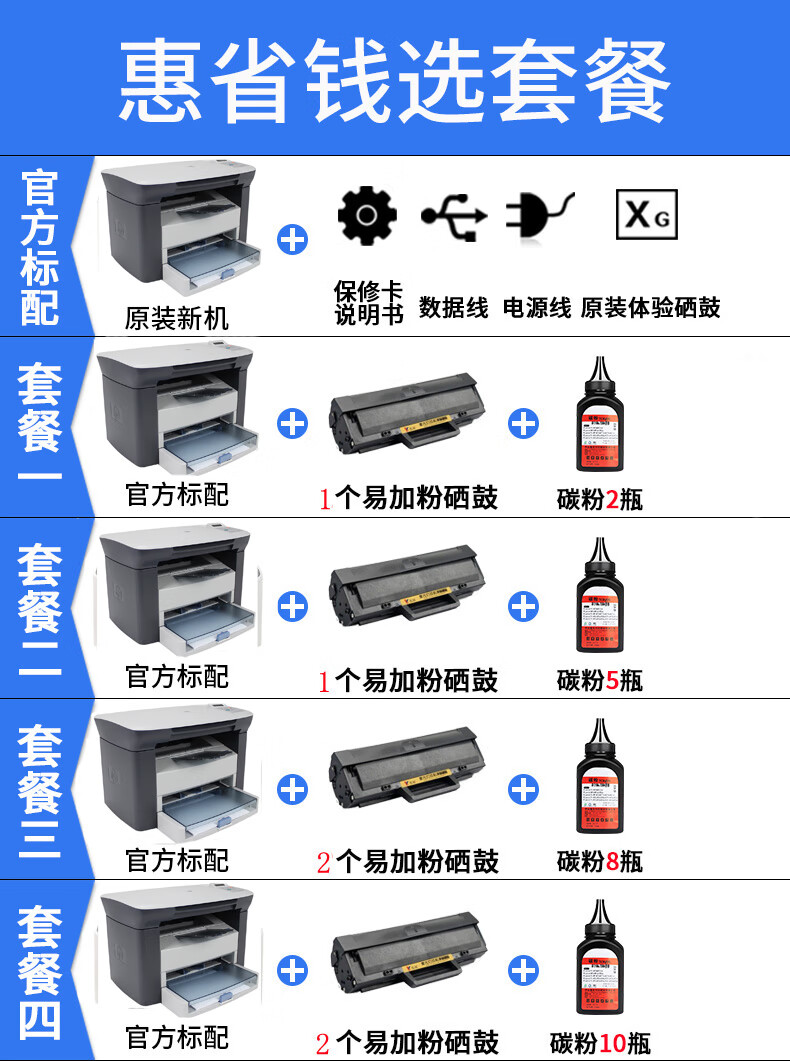多功能一体打印机复印扫描黑白家用办公a4 惠普m1005mfp(英文显示屏)