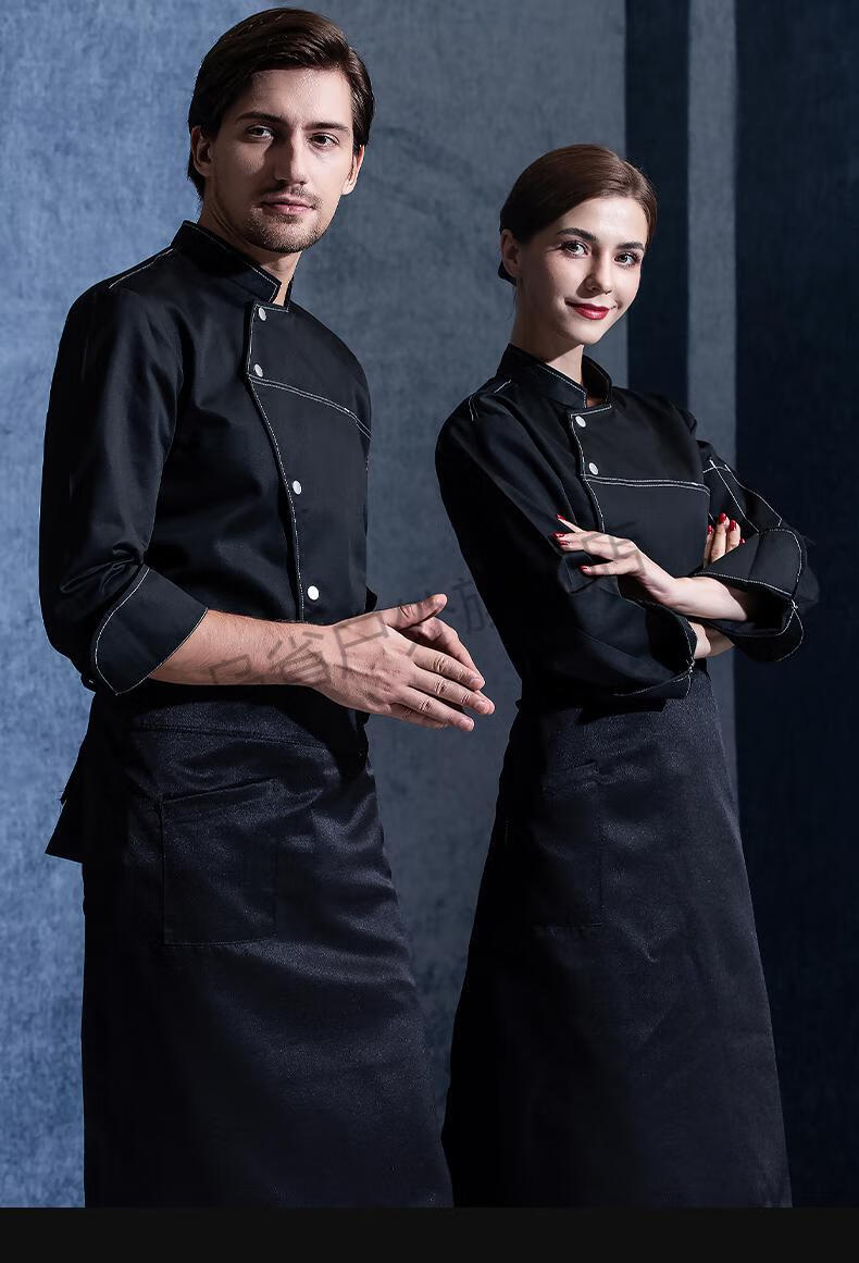 厨师服厨师工作服厨师工作服男酒店烘焙西餐厅厨房冬季加厚长袖套装