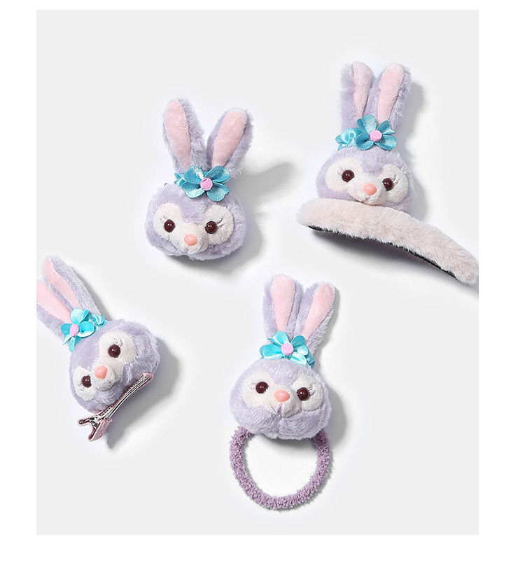 星黛露发夹发圈卡通可爱兔子毛绒夹子少女扎头发皮筋头绳发卡头饰立体