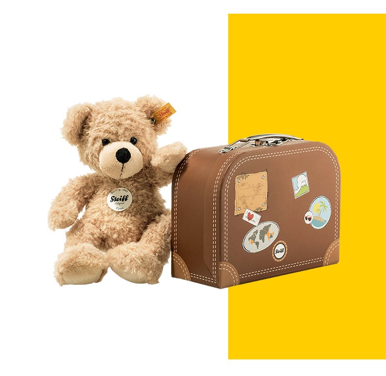 steiff史戴芙德国进口泰迪熊米色熊带手提箱fynn玩偶毛绒玩具送女友