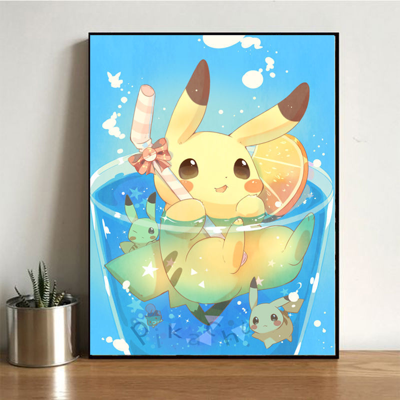 尔煦diy数字油画皮卡丘可爱手工制作涂色填色儿童学生涂鸦客厅装饰画