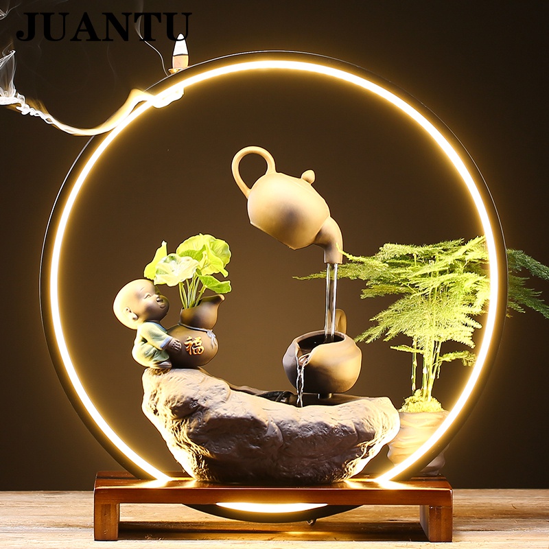 juantu茶具创意悬壶流水加湿器喷泉景观摆件客厅办公室桌面乔迁开业