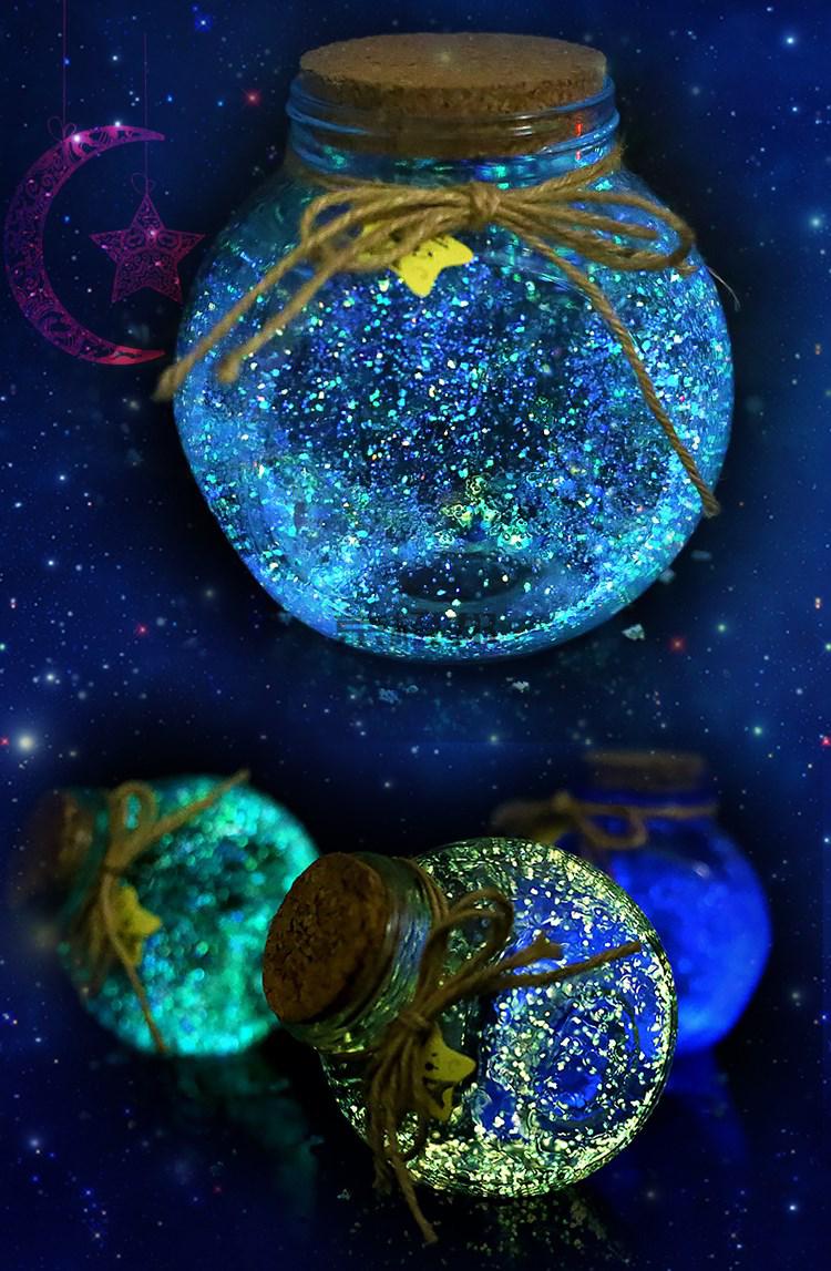 岙筱夜光许愿瓶荧光星空瓶玻璃瓶幸运星瓶星星瓶发光瓶生日礼物小号可