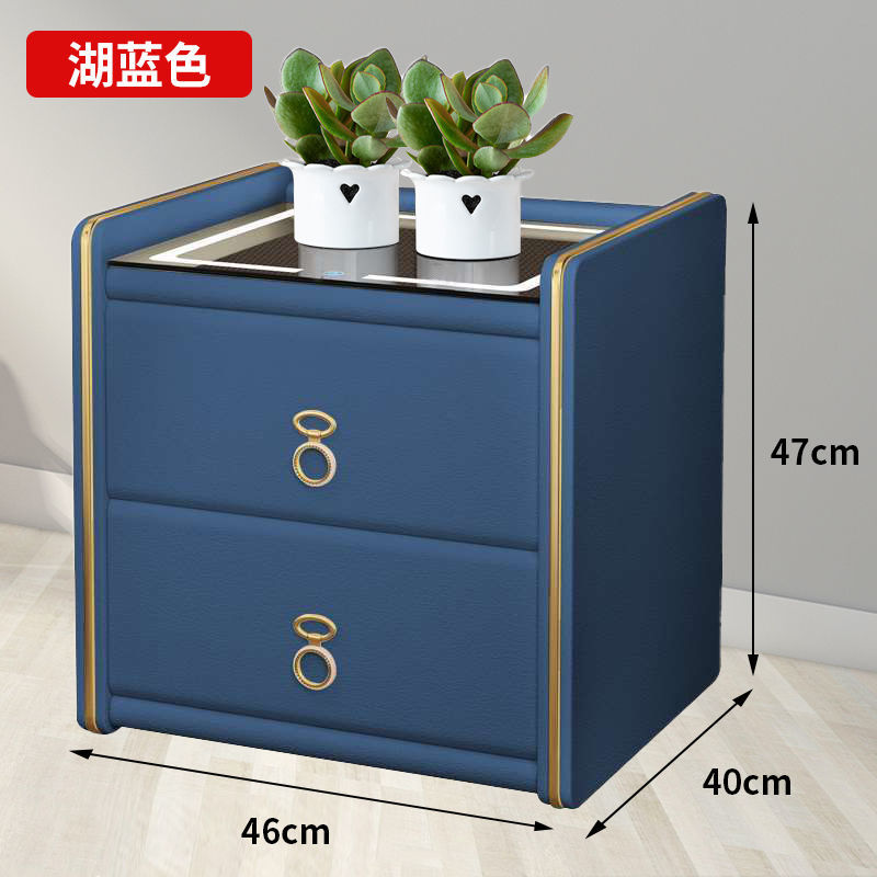 智能软包床头柜带灯无线充一体多功能卧室轻奢网红皮质简约床头柜01米