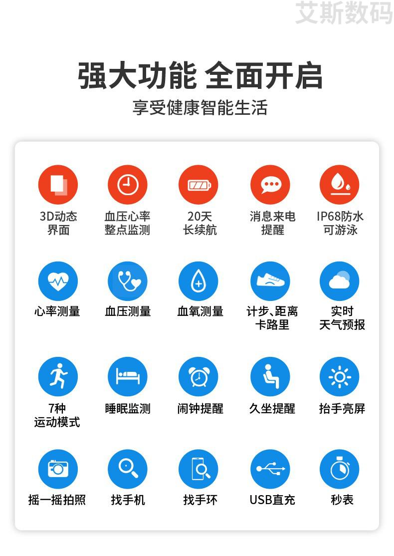 懿錦智能運動手環r7測血壓心率血氧睡眠監測天氣多功能計步防水官方