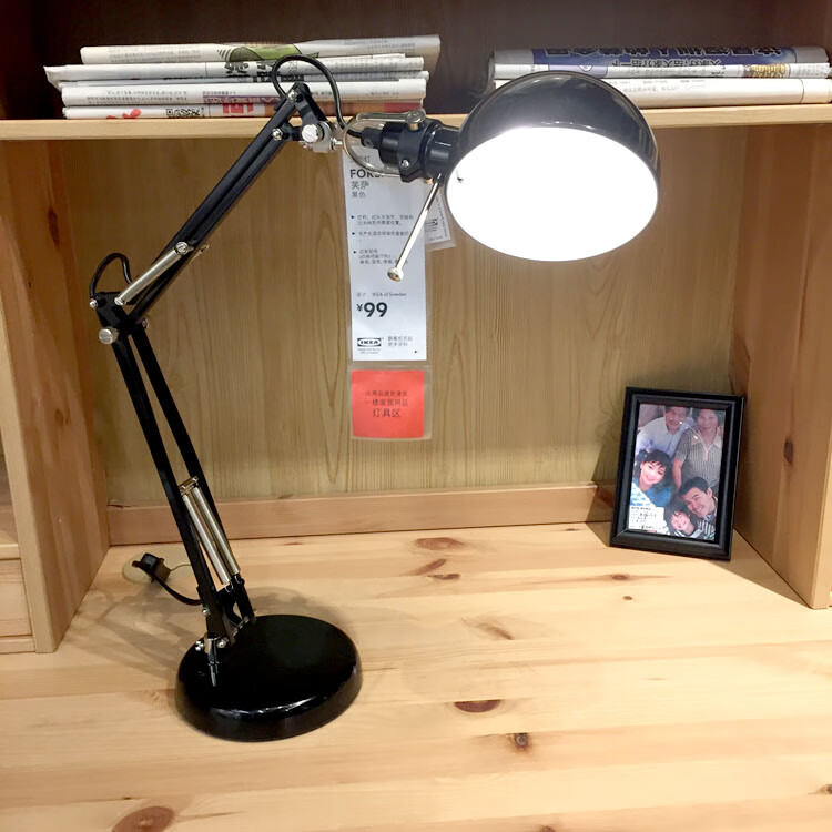 芙萨工作灯led台灯创意学习台灯书房卧室台灯银色灯无灯泡按钮开关