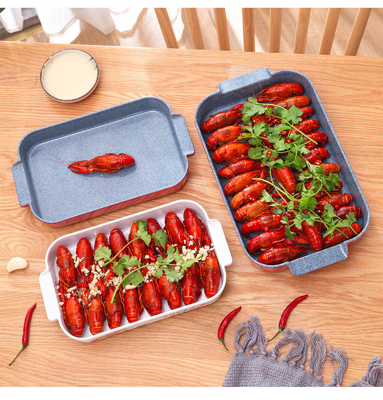 香锅酸菜鱼盆烧烤盘餐具装海鲜烤肉的网红盘子双色长方形小号12斤龙虾