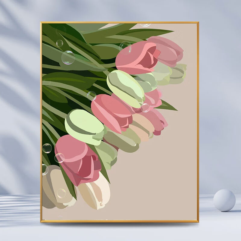 数字油画定制创意 数字油画diy手工填色手绘填充简约花卉减压客厅油彩
