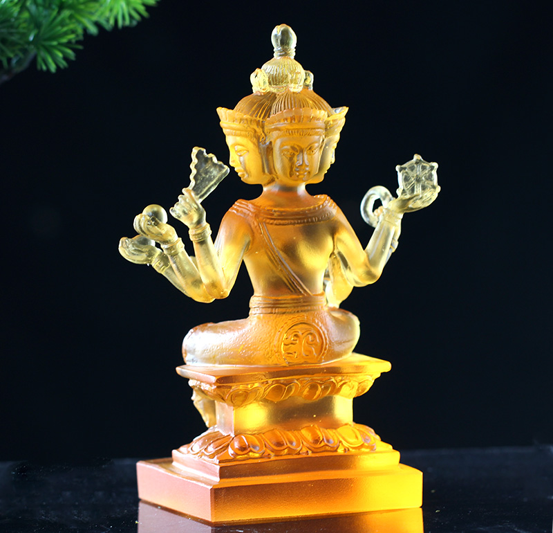 琉璃四面佛佛像居家佛堂寺庙桌面摆放供奉摆件佛具佛教底座用品 四面