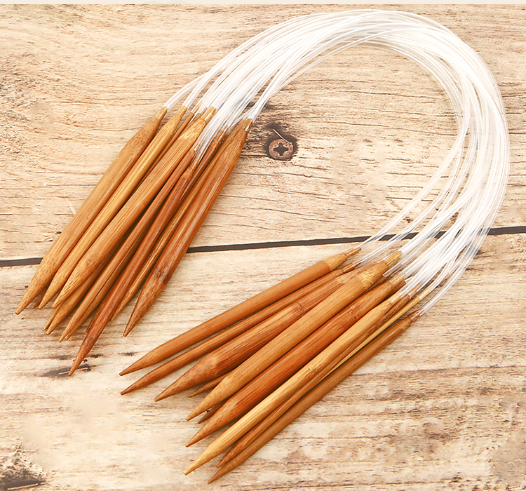 60cm炭化竹针毛衣针环形针织围巾手工针编织工具棒针毛线针循环针60