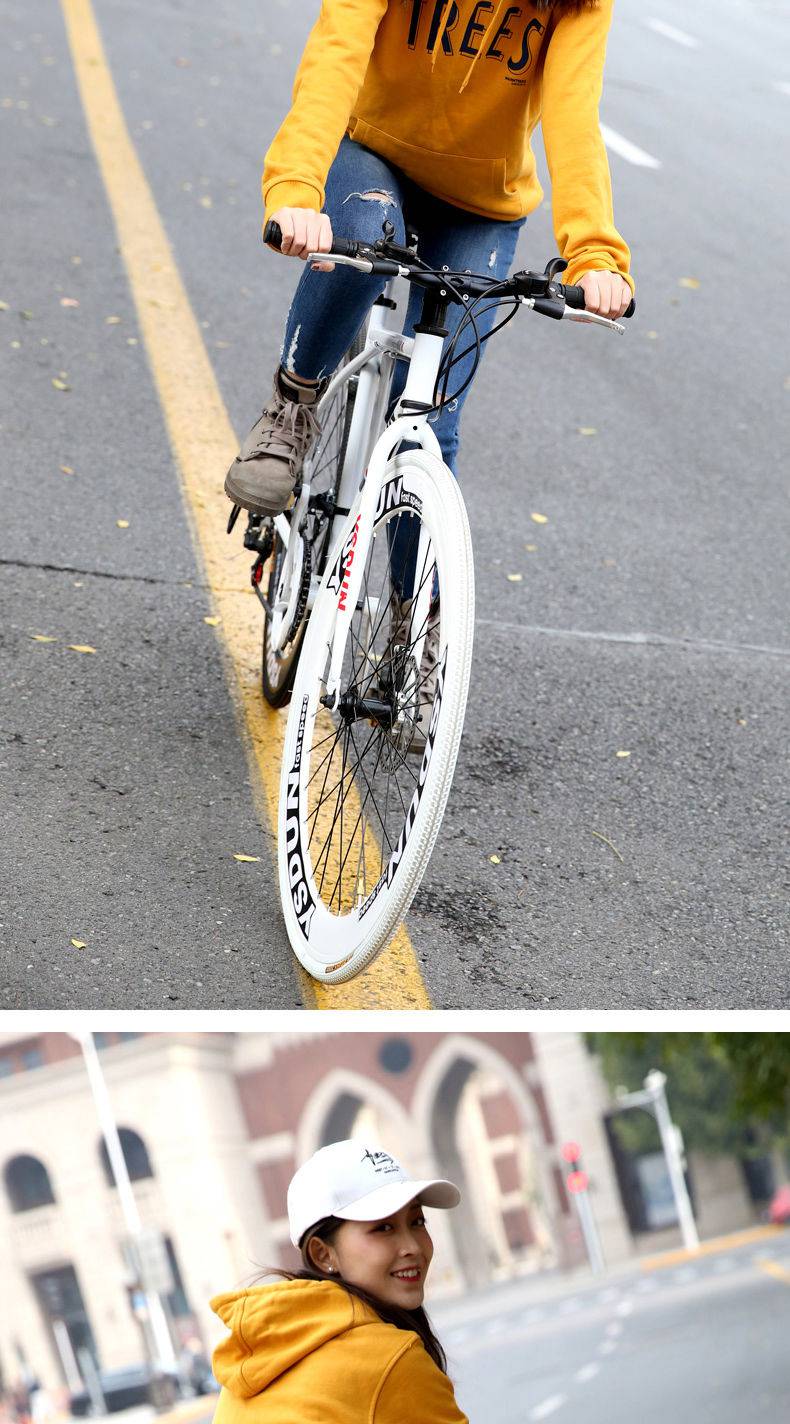 变速自行车弯把 自行车跑车学生单车男变速碟刹实心胎赛车自行车女 40