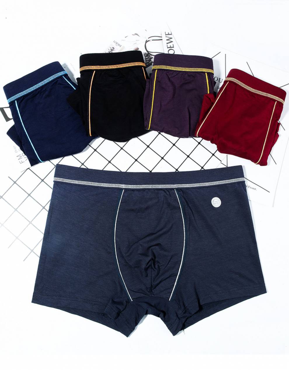 浪莎男士内裤内平角莫代尔舒适四角透气平脚高中生简约青少年短裤头