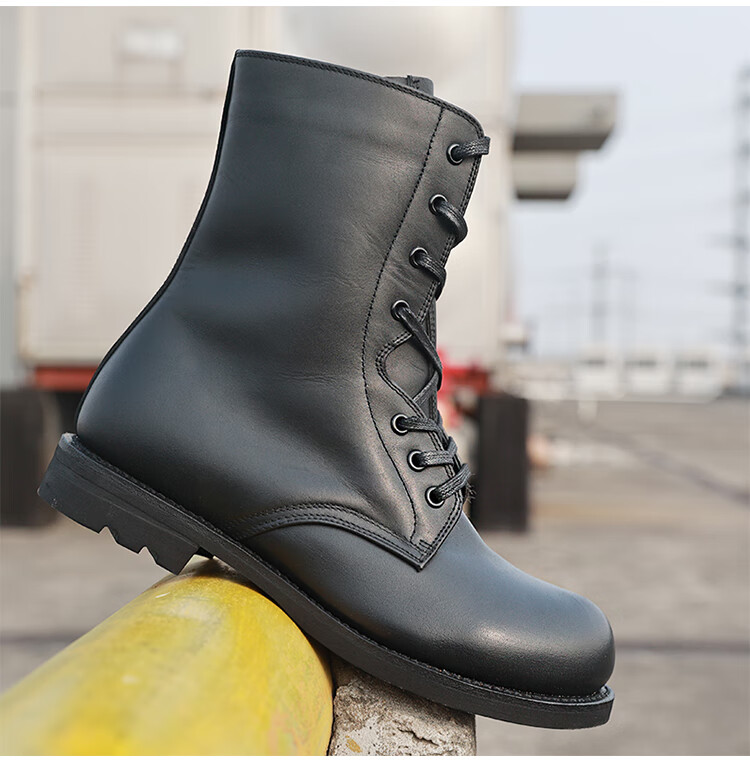 冬季羊毛飞行靴皮拉链飞行员棉皮靴加绒保暖高帮毛皮鞋骑士靴男品质