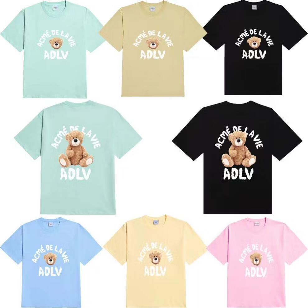 adlv韩国潮牌甜甜圈男孩新款泰迪熊t恤情侣宽松短袖的夏潮男 黑色 2码