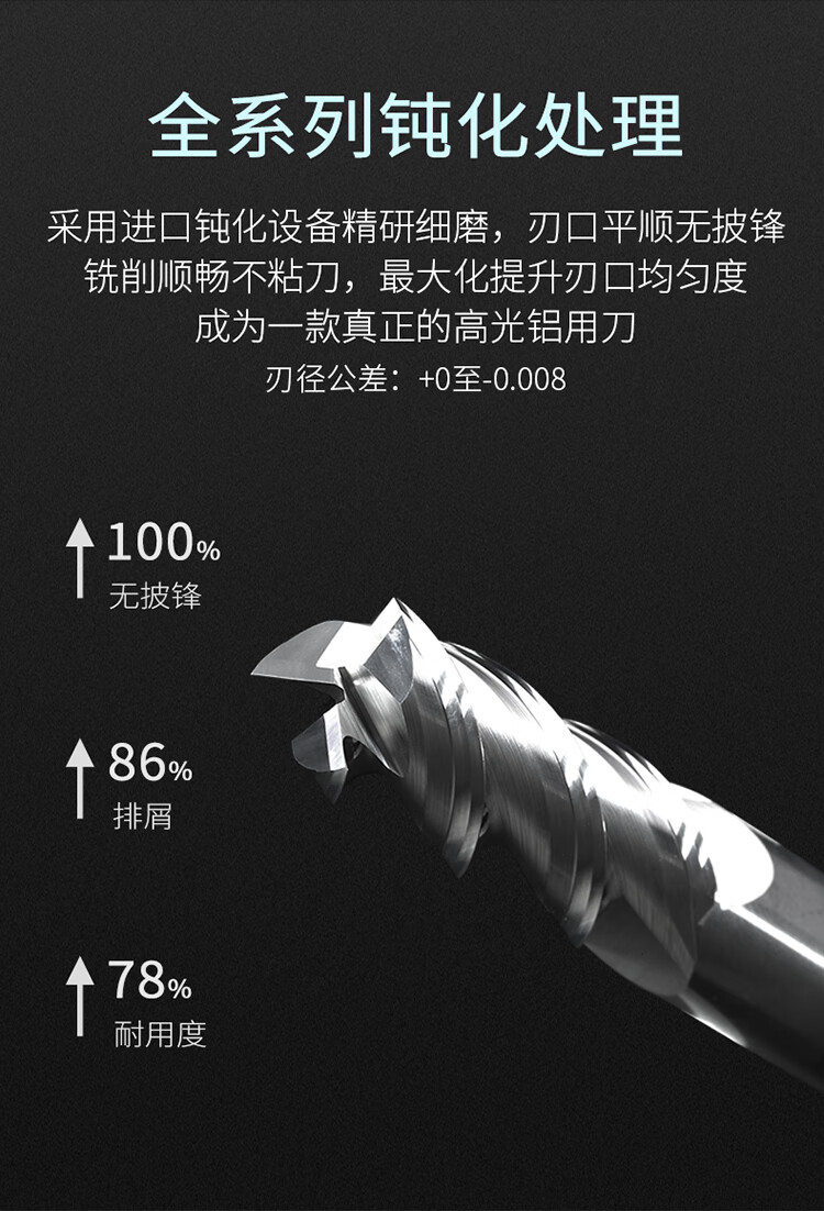 高光铝用铣刀3刃合金铣刀钨钢铣刀加长高光刀cnc刀具 4.0 6.0 8.0 2.