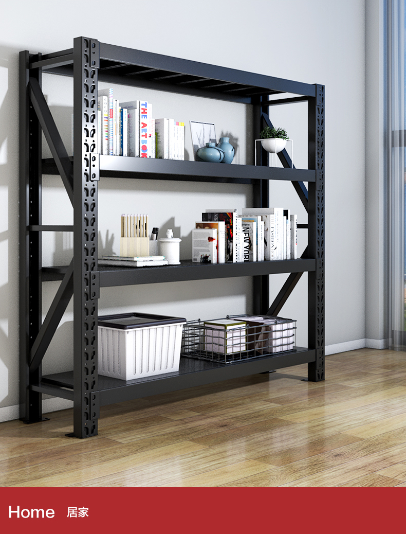 储货架展示架阳台置物架铁架子高160cm主架磨砂黑加厚厚长80宽30cm四