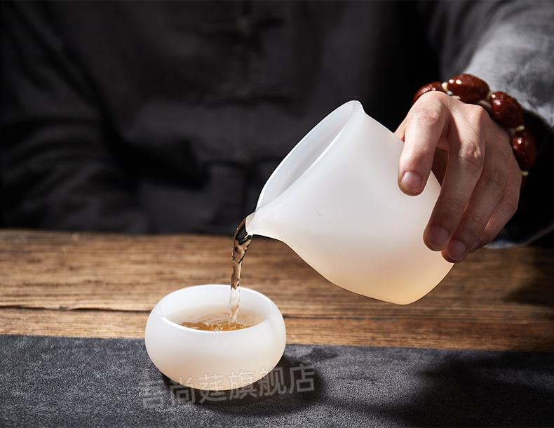 容山堂羊脂玉瓷茶杯主人杯单杯个人公道杯玻璃品茗杯家用功夫茶具圆满