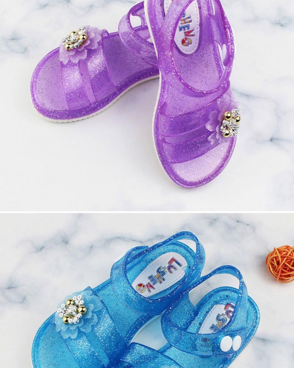 女童凉鞋中大童公主鞋女果冻软底塑料水晶胶防滑韩版露趾时尚学生浅