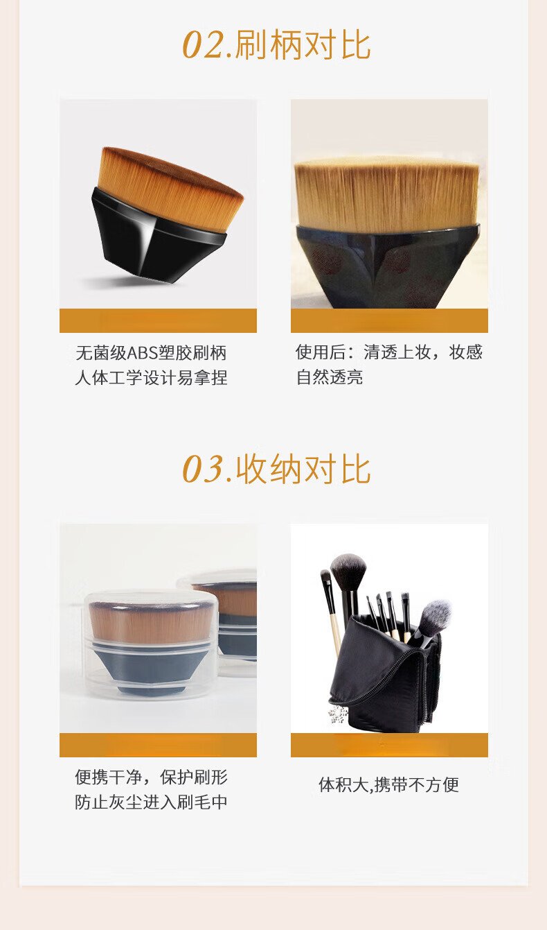 魔术粉底刷无痕化妆刷套装不吃粉底液散粉刷子美妆工具遮瑕刷 黑色 迷你款+收纳盒+opp袋