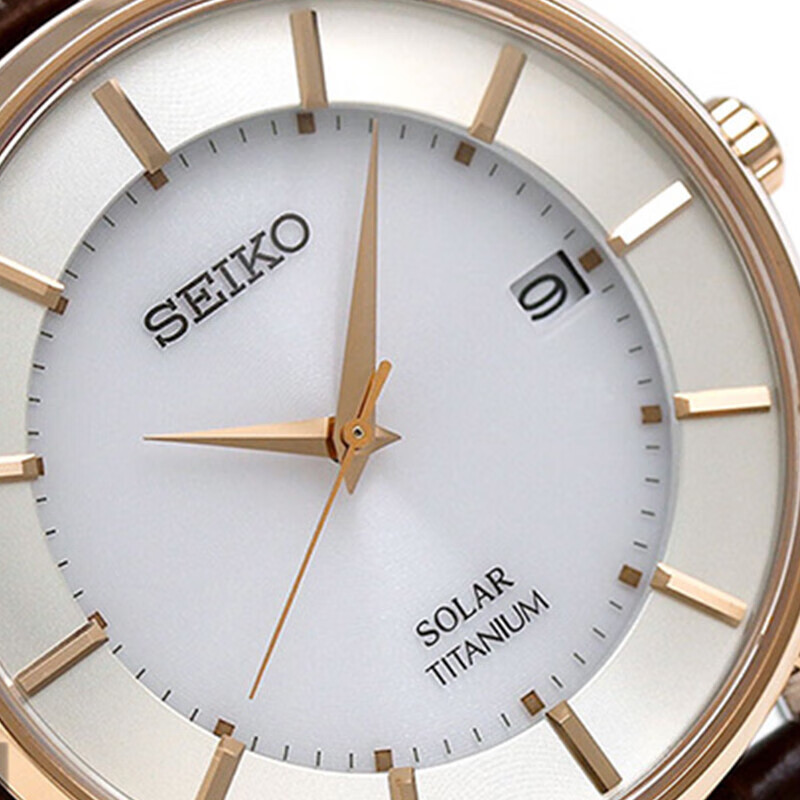 精工seiko手表光能表简约商务休闲蓝宝石玻璃镜面男女对表情侣表送制