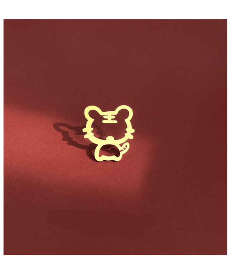 brooch 老虎胸针女可爱日系镂空小众设计感卡通金属徽章围巾配饰 镂空