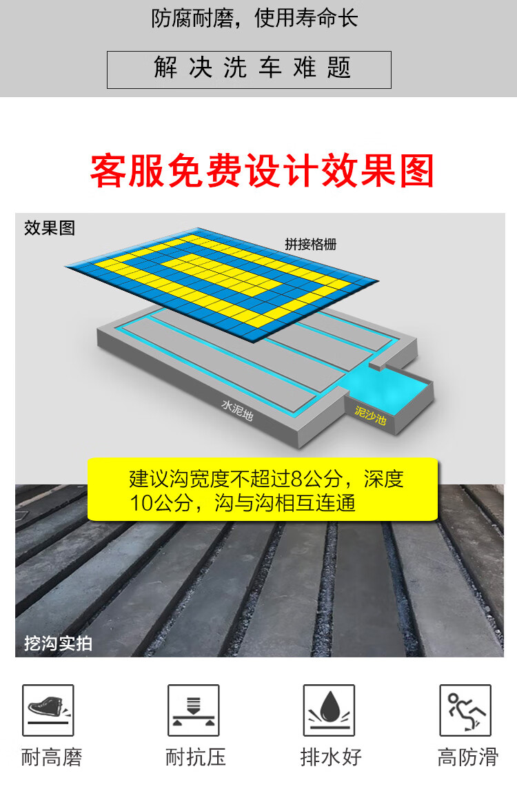 免挖槽洗車房格柵洗車店地格柵汽車美容停車場庫拼接地墊排水地板深