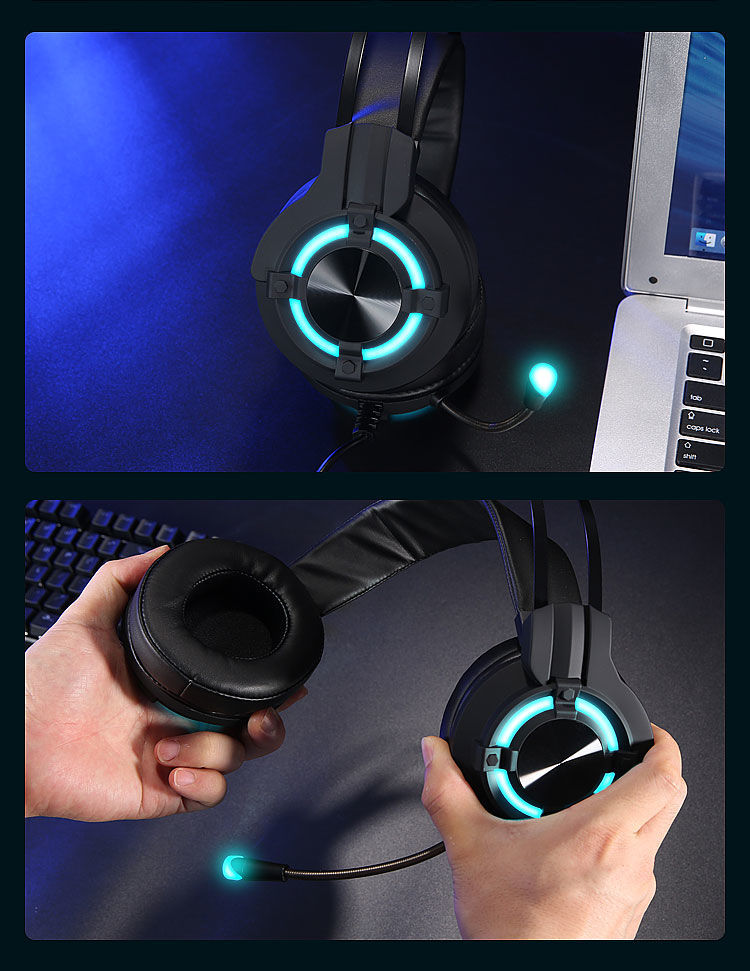 达尔优适用dareueh716头戴式耳机带麦电脑电竞耳机网课学习耳机eh716