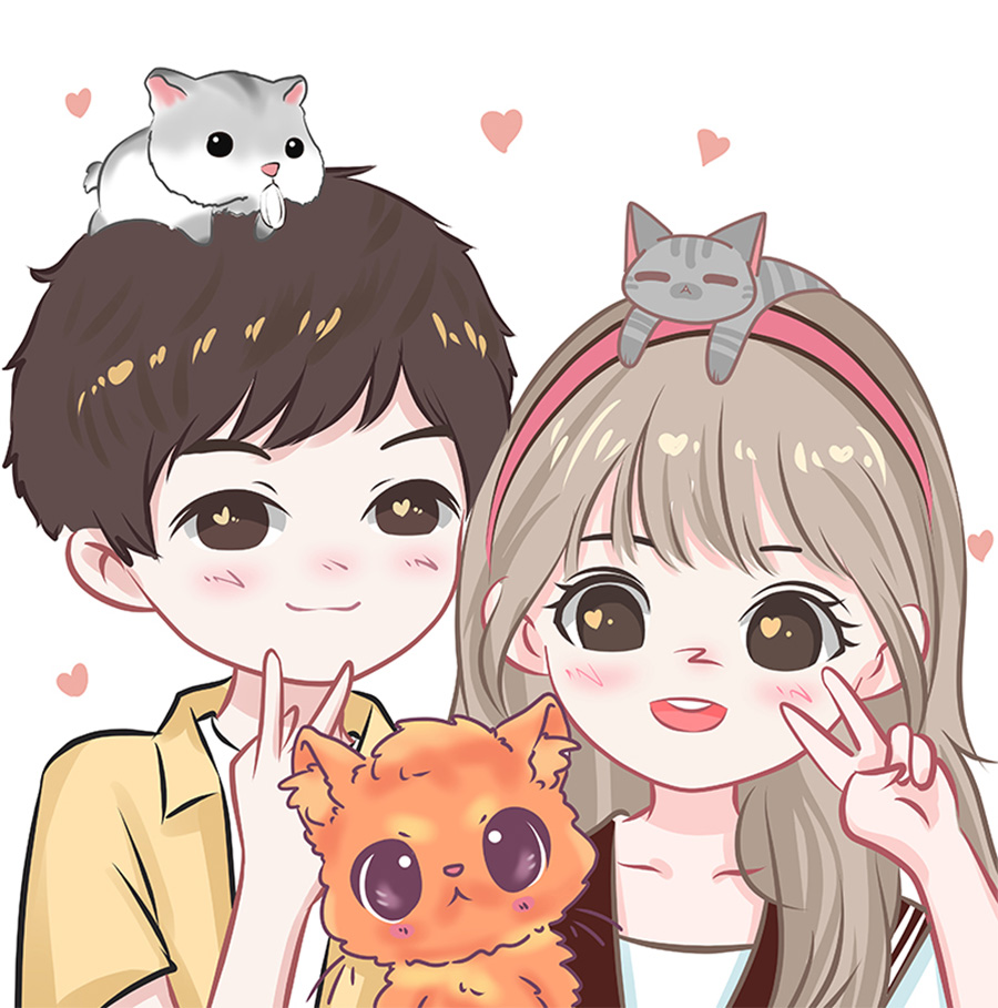 聂庄家居q版手绘头像卡通人物形象动漫设计情侣漫画真人照片画头像定