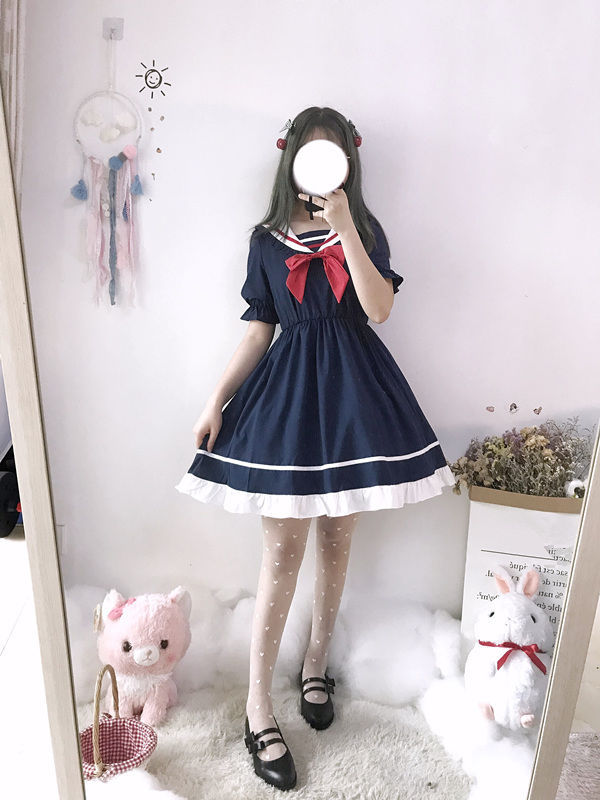 京选品质日系软妹学院风甜美水手服海军领学生lolita洛丽塔少女萝莉纯