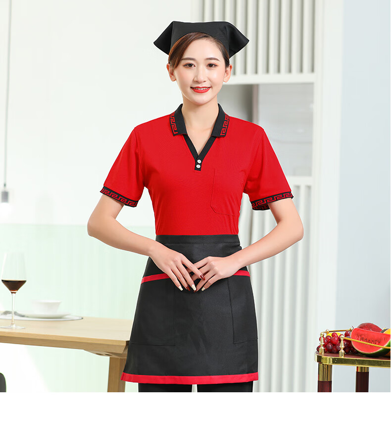 帕达曼五星酒店服务员工作服夏装餐饮女中式餐厅饭店客房保洁套装短袖