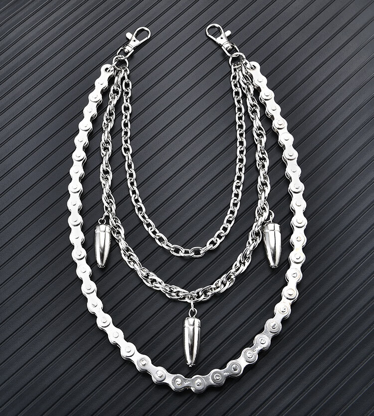 新品裤链潮人朋克裤链男金属牛仔腰链配饰嘻哈潮流装饰裤子挂链粗链条