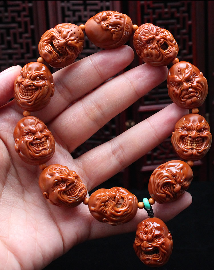 兵喜bingxi橄榄核手串恶僧核雕圆籽大籽雕刻文玩手链男女手串手持把件