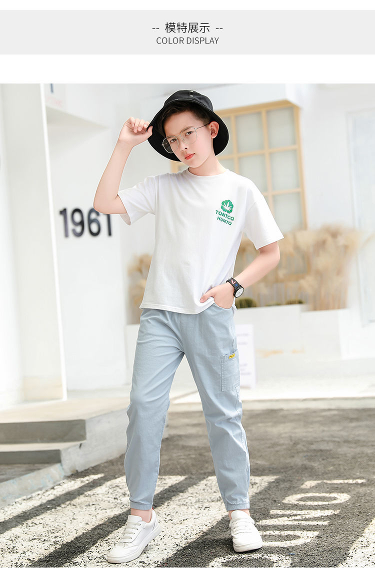 男童夏季薄款裤子防蚊长裤适合4-14岁男孩子穿的棉布运动裤中大童夏天