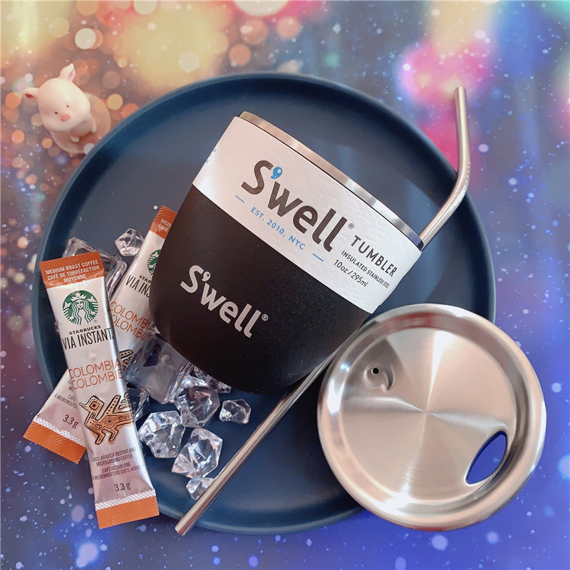 swell马克杯swell桌面杯带盖随行杯马克杯保温便携ins风不锈钢吸管