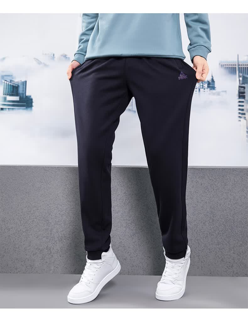 匹克针织抓毛长裤男士2021秋冬新款挺阔经典单裤男舒适百搭运动裤df31