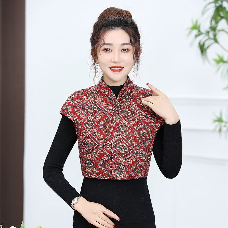 女妈妈装加厚奥利绒保暖护肩膀坎肩小背心1号色中袖护肩xl建议90110斤