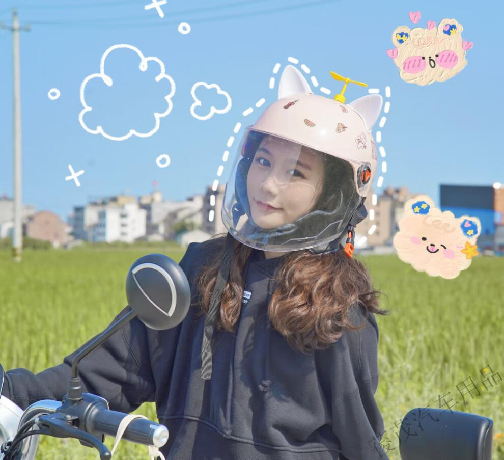 小米mi同款电动电瓶车头盔女士通用摩托车半盔可爱个性全盔网红秋冬季