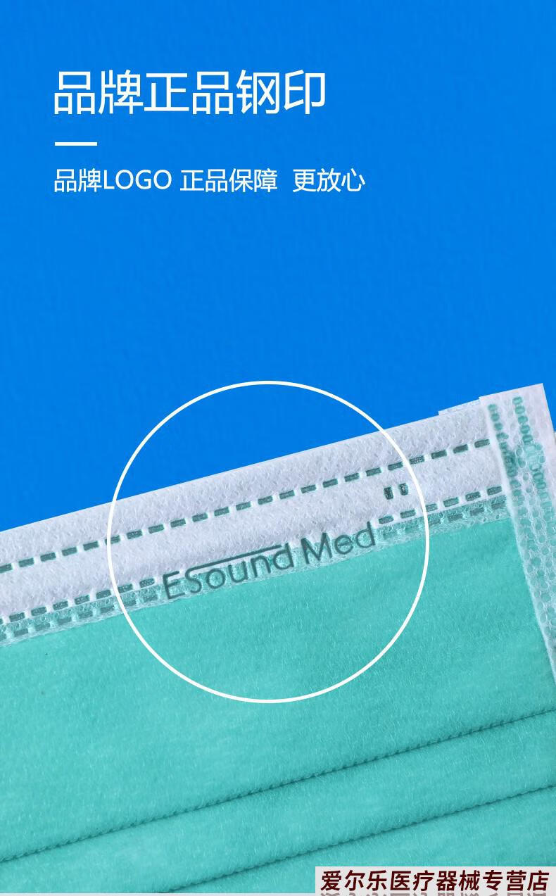 一次性医用外科口罩无菌成人三层医护口罩深蓝色独立包装1盒50只