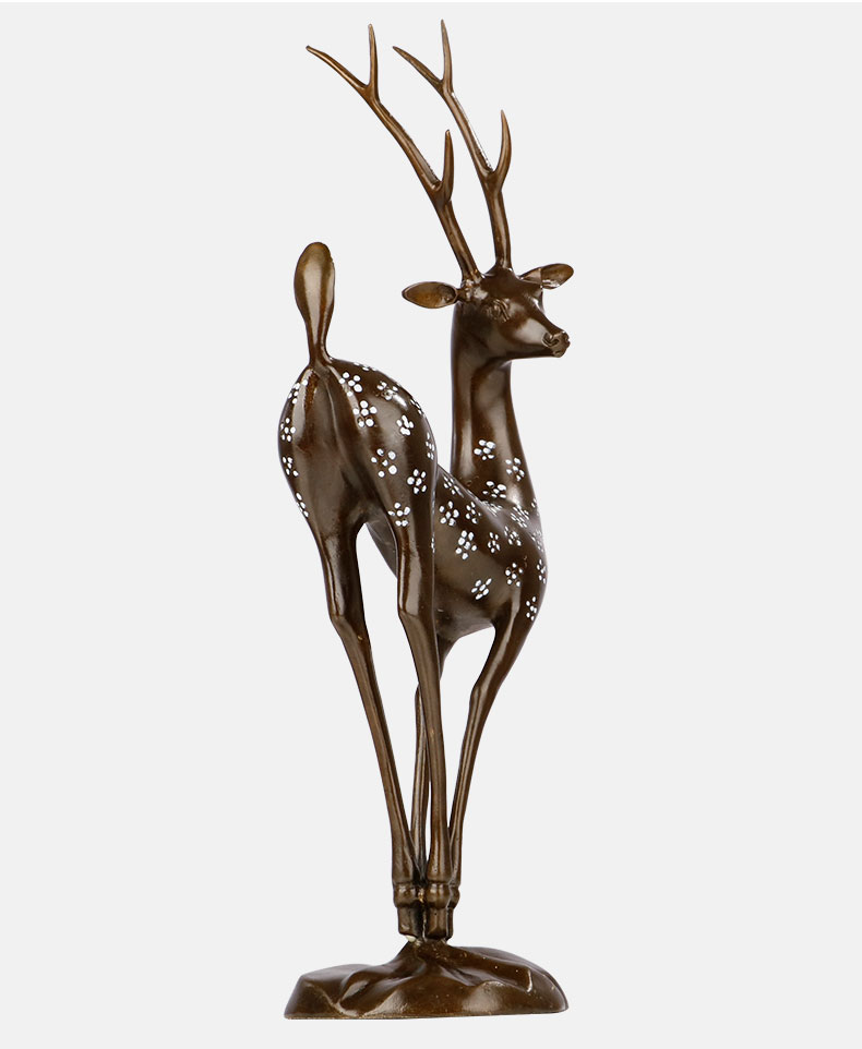 mengzhi轻奢品牌纯铜鹿摆件工艺品家居摆件商务开业生日礼品大号