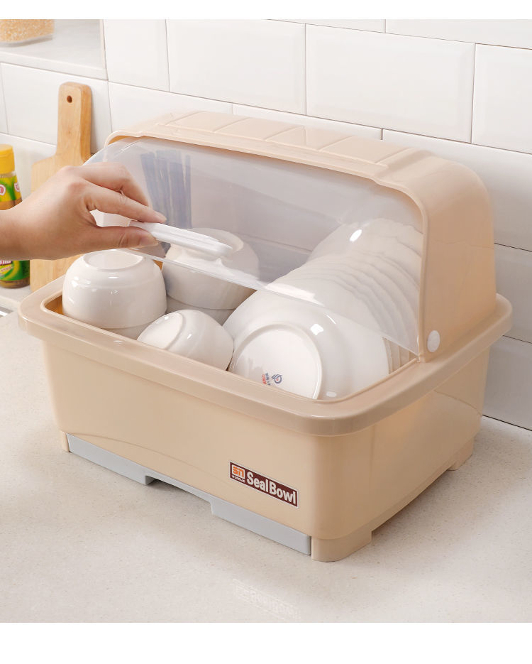 新款塑料碗柜厨房沥水碗架放碗碟架带盖碗筷餐具收纳盒碗盘置物架北欧