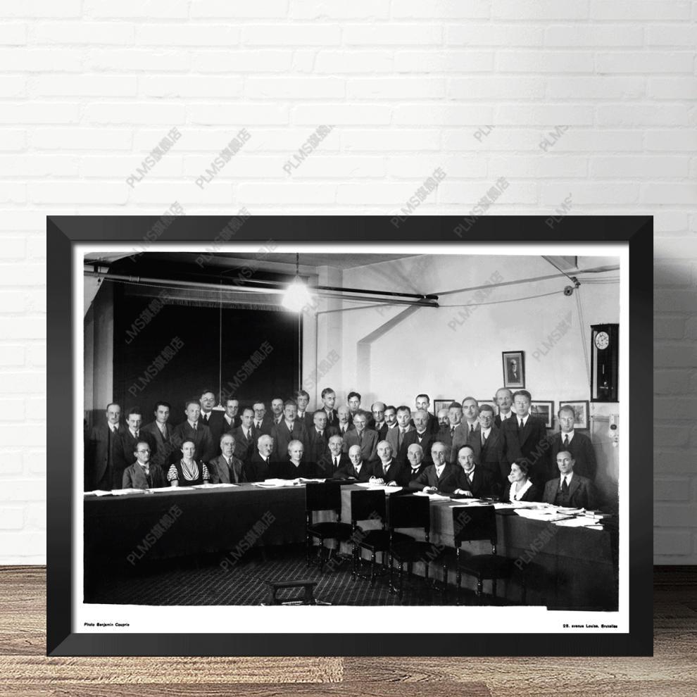 索尔维会议 科学家装饰画索尔维会议物理学家名人早教爱因斯坦诺贝尔