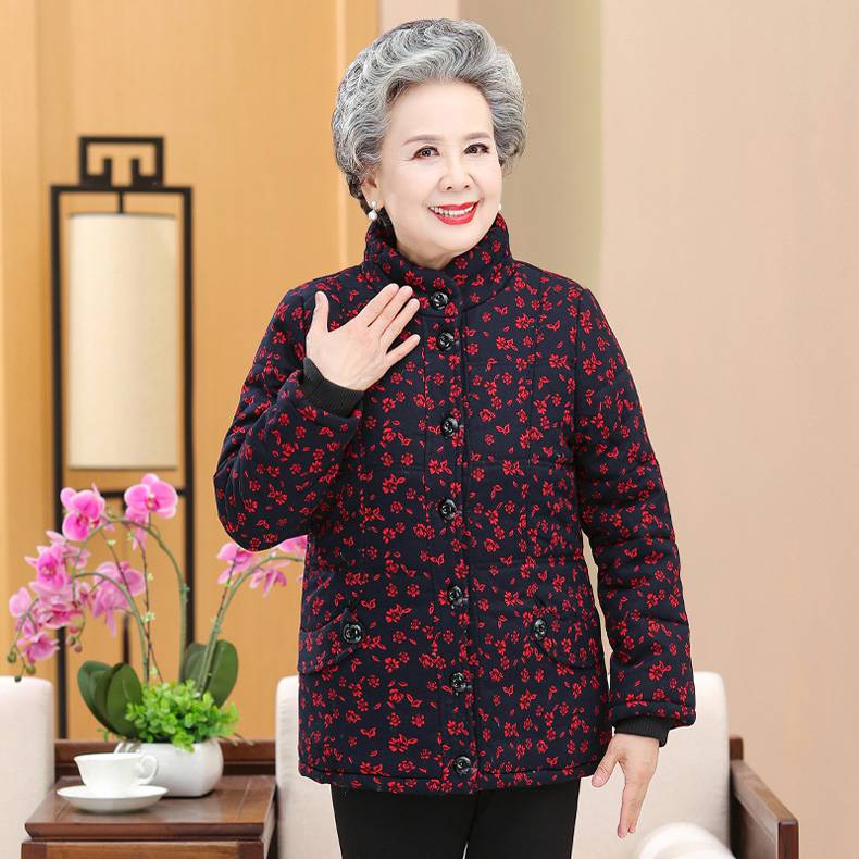 浪莎70岁80老年人女加厚奶奶棉服外套老太太女士气质减龄棉袄妈妈装