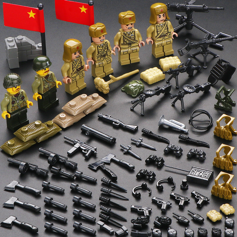 乐高lego积木男孩子拼装军事士兵部队人偶八路军国军人仔儿童玩具
