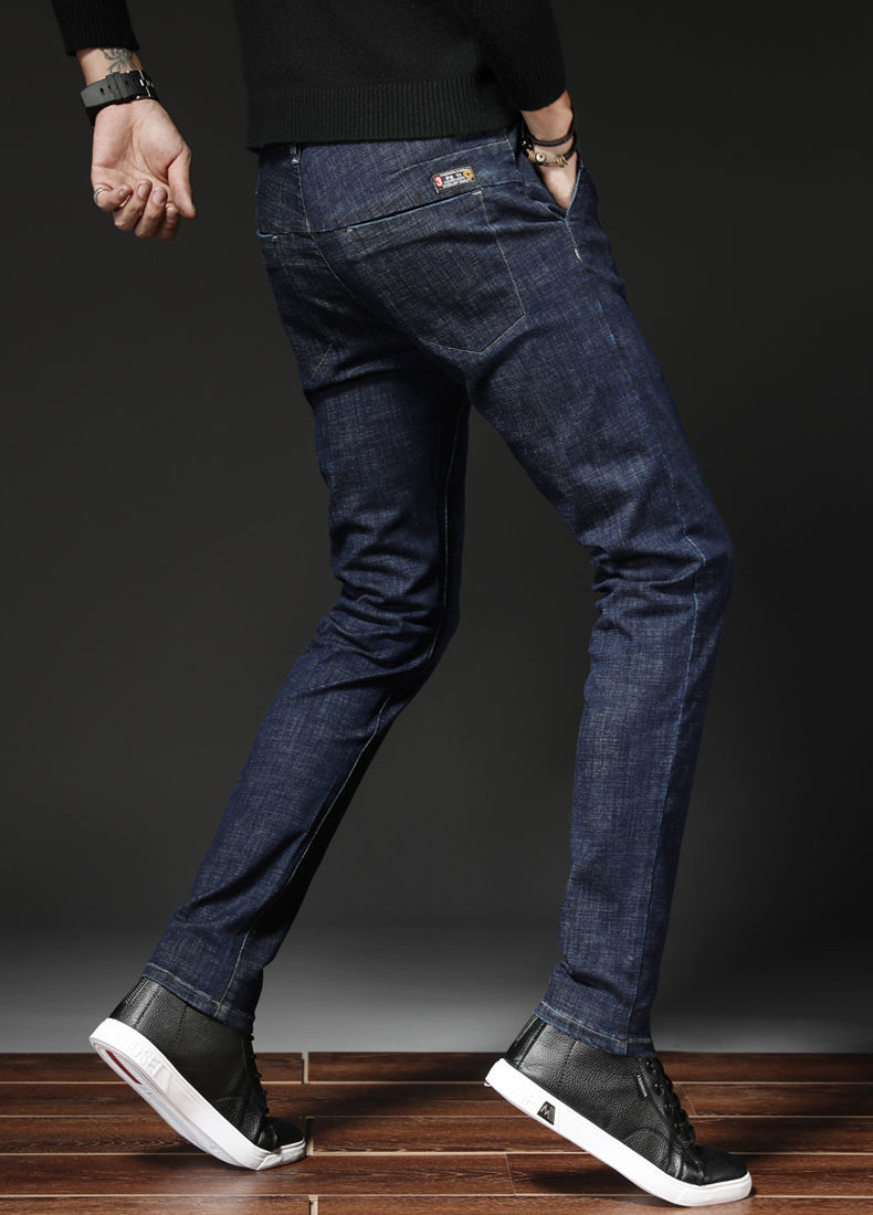 啄木鸟春秋冬季男装深蓝牛仔裤男秋季新款韩版潮流修身直筒裤男弹力男