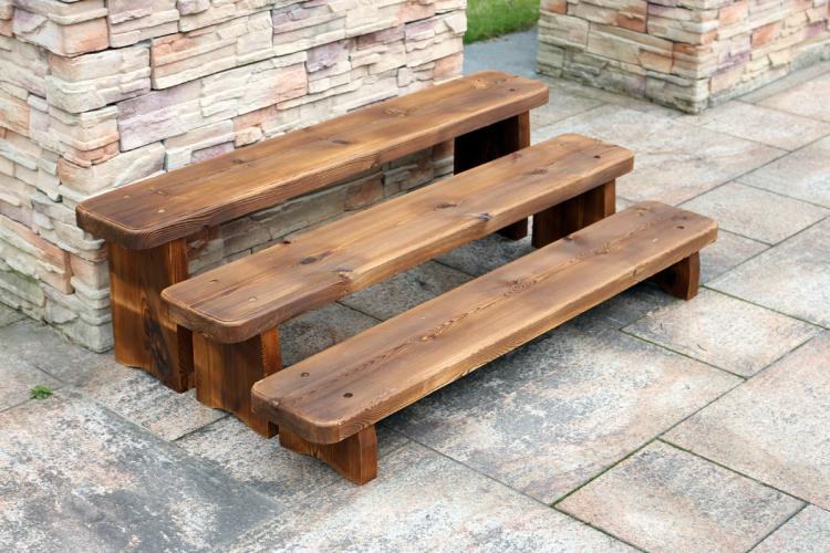 古木鑫碳化实木多层阶梯花架阳台庭院木制台阶踏步增高花园花几肉肉