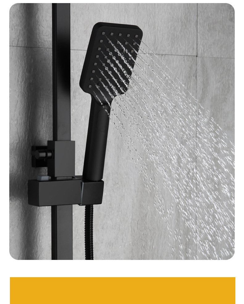 摩恩黑色淋浴花洒套装北欧现代简约家用浴室全铜冷热增压沐浴喷头定制